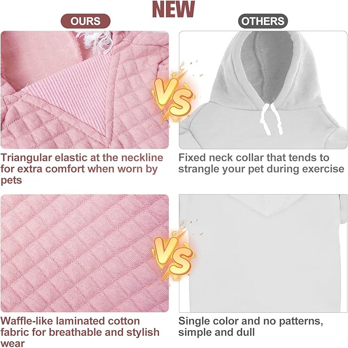 BEAUTYZOO Dog Sweaters for Large Dogs Girls Boys, Warm Winter Dog Hoodie Sweatshirt with Pocket & Leash Hole,Soft Waffle-Like Laminated Cotton Pet Clothes for Big Breeds Indoor Outdoor Cold Weather