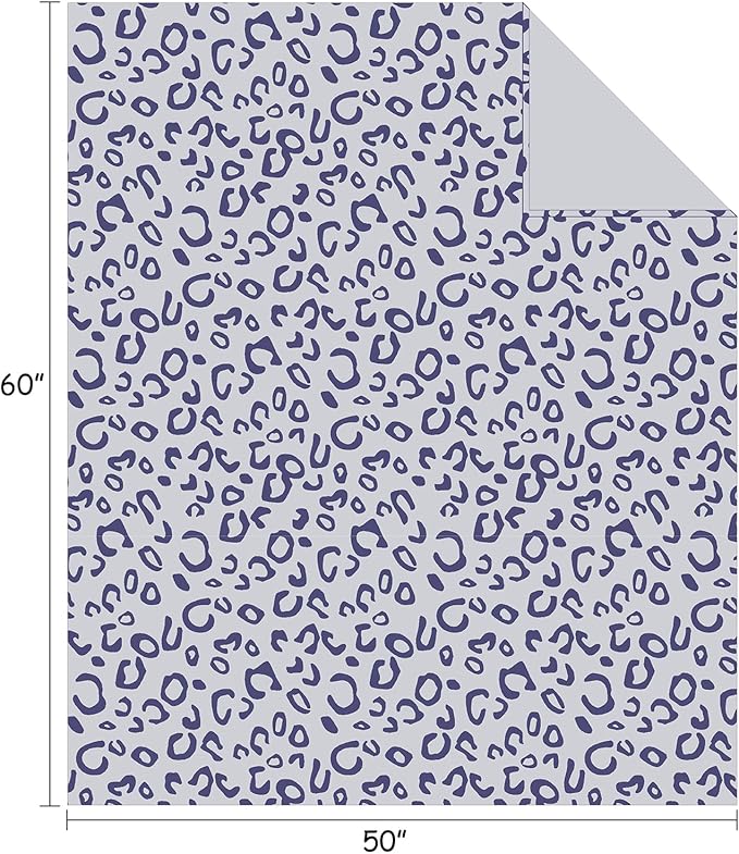 FY FIBER HOUSE Cheetah Print Blanket Blue Leopard Blanket Fluffy Soft Throw for Couch,50"X60"