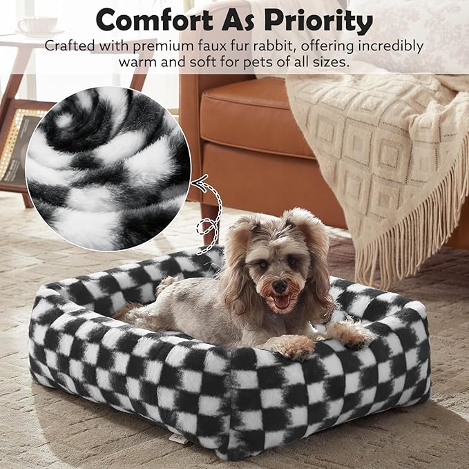 JOEJOY Large Dog Beds Large Sized Dog, Rectangle Washable Orthopedic Corduroy Fleece Pet Bed with Removable Zipper Cover, Cute Soft Calming Puppy Bed with Non Skid Bottom