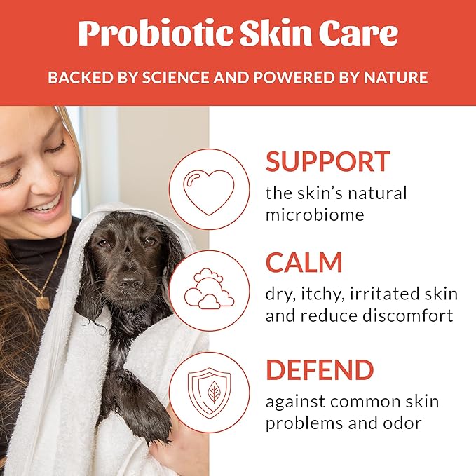 SKOUT'S HONOR Probiotic Itch Relief Shampoo for Pets - Non-Medicated, Fragrance-Free, Paraben & Sulfate-Free, with Avocado Oil & Omega 3's, 16 Fl Oz