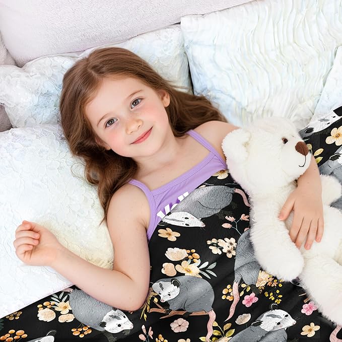 Opossum Blanket Gifts for Possums Lovers Soft Flannel Stuffed Animal Opossum Throw Blanket Birthday Gift Bedding Decor for Women Girls Kids Adults 50"x40"