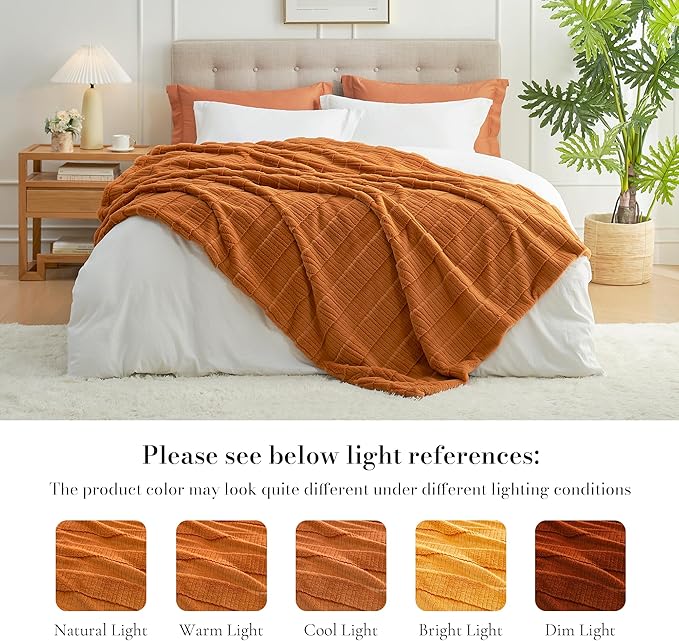 Amélie Home Luxury Striped Faux Fur Throw Blanket for Couch, Soft Cozy Fuzzy Fluffy Soft Plush Blankets Sofa Chair Gift Blankets for Women, 60"x80", Brown