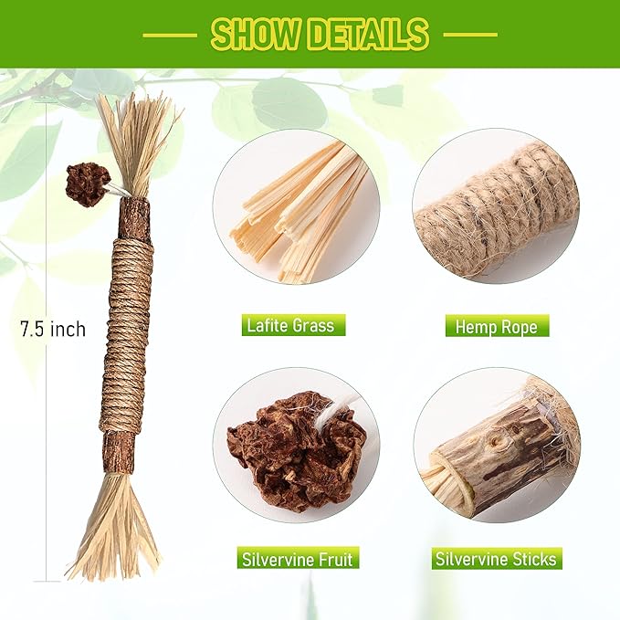 BAWAN Catnip Toys‖ Silvervine for Cats: Cute Cat & Kitten Toys for Indoor Cats Interactive‖ Cat & Kitten Teething Chew Toys for Aggressive Chewers‖ Silvervine Sticks Cat Dental Toy (1PCS)