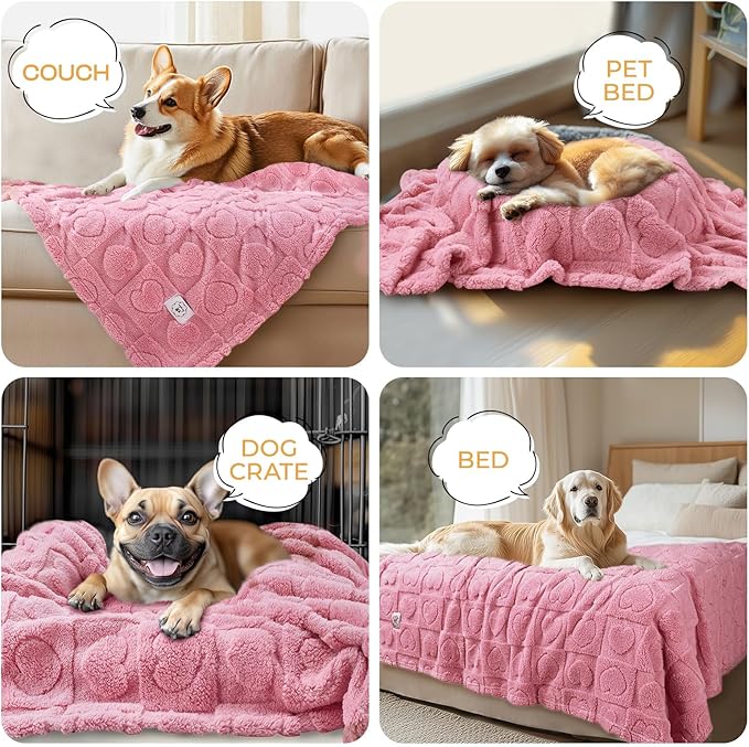 Luciphia Small Dog Blanket Washable Pet Bed Cover Soft Fluffy Puppy Blanket with Premium Fleece 300GSM Cozy Calming Cat Blankets for Indoor Cats Pink 30x20 inch