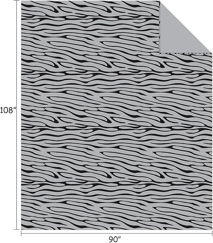 FY FIBER HOUSE Flannel Fleece Throw Blanket, Lightweight Cozy Plush Microfiber Bedspreads for Adults,90 by 108-Inch,Black Zebra