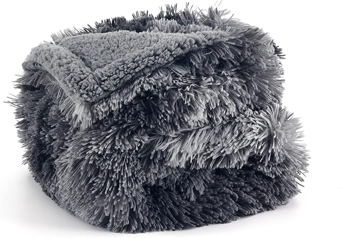 Bedsure Waterproof Dog Blankets for Small Dogs - Cat Blanket for Couch Protector Washable Long Faux Fur,Calming Soft Reversible Throw Furniture Protection for Puppy Pet, 25"x35", Tie-dye Grey