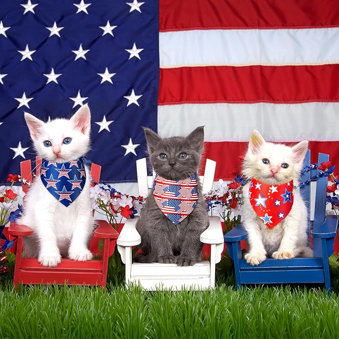Preboun 50 Pcs Patriotic Dog Bandanas Bulk Labor Day Bandanas for Dogs Triangle Kerchief Scarf Set for Puppy Small Medium Large Workers' Veterans Day Costume Accessories (19.7 x 13.8 x 13.8 Inch)