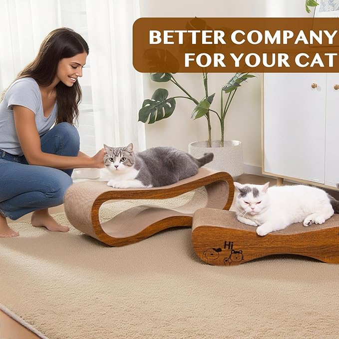 Cat Scratcher 2 in 1 Scratchers for Indoor Cats Scratching Board Cardboard, Horizontal Corrugated Scratch Pad for Cats as Beds & Furniture Reversible Sofa Scratch