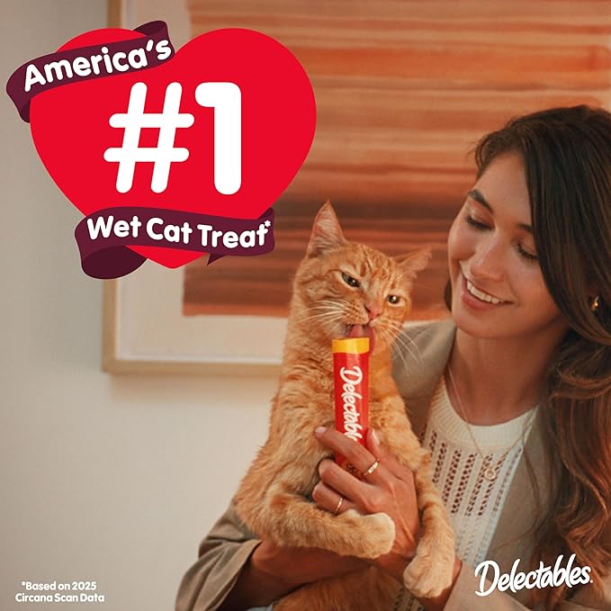 Delectables Squeeze Up Creamy Squeezable Puree, Lickable Wet Cat Treats, Grain Free, No Added Fillers, No By-Products, No Added Preservatives, 0.5 Ounces Tube Tuna & Salmon with Catnip, 32 Tubes Total