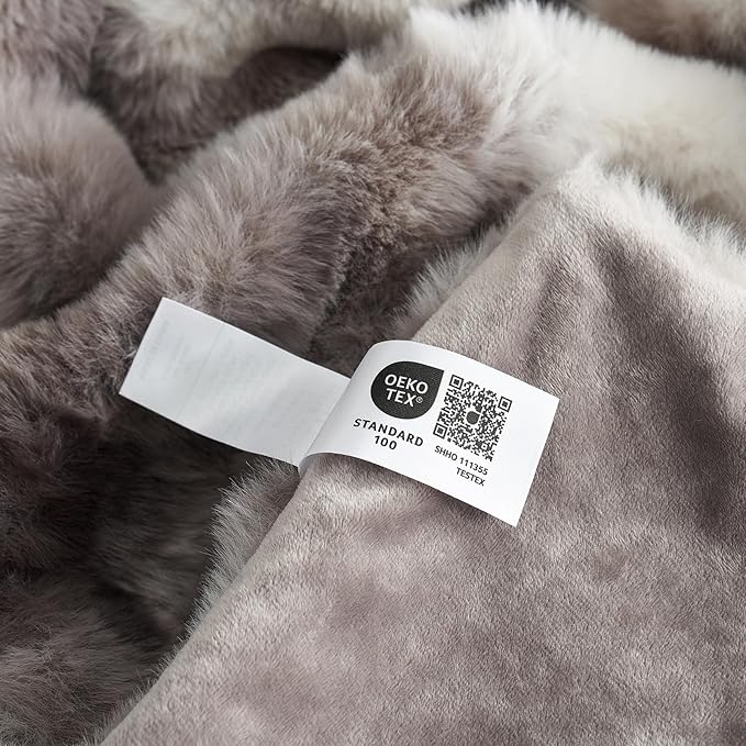 Cozy Bliss Faux Fur Throw Blanket for Couch, Fuzzy Soft Plush Thick Bubble Blanket for Sofa Bedroom Living Room, 90 * 90 Inches Tie Dye Taupe