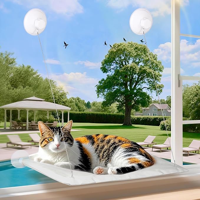Cats Window Perch, Window cat Bed,Hammock, House, Equipped with Two Powerful Suction Cups, The Load-Bearing Capacity is Stronger, and The cat can Rest Assured to bask in The Sun
