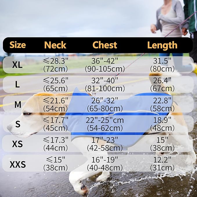 Mile High Life Dog Raincoat, Adjustable Waterproof Reflective Rain Jacket for Small Medium Large Dogs, Lightweight Breathable Pet Rain Coat with Leash Hole(Blue,L Chest 32-40")