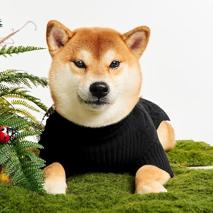 Haloumoning Classic Knit Pullover Dog Sweater, Turtle-Neck Dog Christmas Sweater, Warm Soft Sweaters for Girl Boy for Small Medium Large Dogs