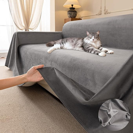 Cat Scratch Furniture Protector - Ultra Soft, Waterproof Sofa Cover to Keep Cats Off, Pet-Friendly Couch Protectors for Love Seat, Anti-Slip Couch Cover for Pets and Kids 134"X71" Grey