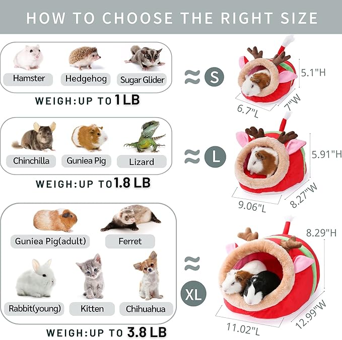JanYoo Ferret Bed - House Hide & Cage Accessories (S, Reindeer)