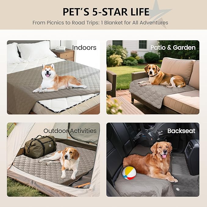 gogobunny 3X Stronger Waterproof Pet Blanket, Scratch Proof Furniture Protector for Dogs Cats, Reversible Cover 30x70 Inch, Dark Stone