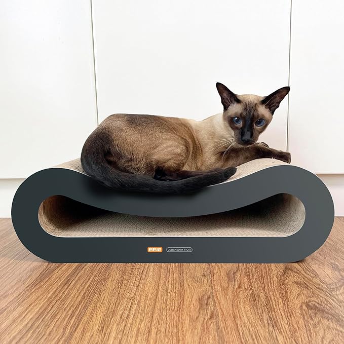 TTCAT Cat Scratching Pad, 2 in 1 Corrugated Cardboard Cat Scratcher Lounge for Indoor Cats, Durable Cat Scratching Board Reversible with Catnip for Furniture Protection.