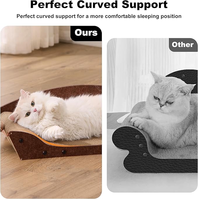 Cat Scratcher Bed - 26'' Cardboard Scratching Board for Indoor Cats, Orthopedic Lounger Scratcher Couch with Catnip and Bells