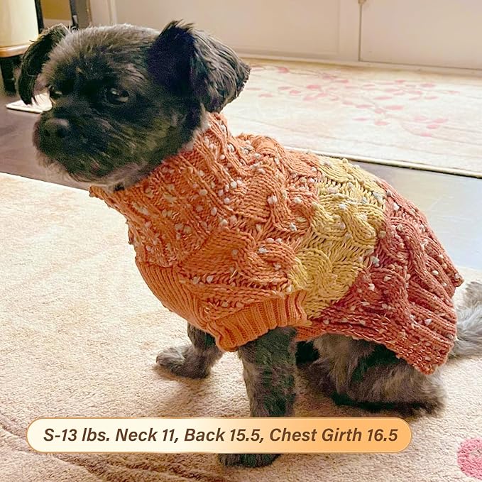 KYEESE Dog Sweaters for Small Dogs Male Color Block Pets Sweater with Fuzzy Thread Knitted Turtleneck Small Dog Sweater Soft Pet Sweater Fall Winter Dogs Clothes, Brown, S