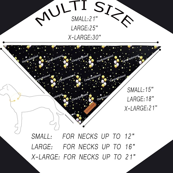 Realeaf Graduation Dog Bandanas 2 Pack, Reversible Pet Scarf for Boy and Girl, Premium Durable Fabric, Holiday Bandana for Small Medium Large and Extra Large Dogs (Graduation, Small)