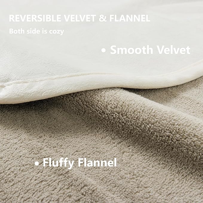 Waterproof Dog Blankets, Washable Pee Proof Pet Blanket for Couch, Soft Reversible Puppy Throw Furniture Protector Cover for Bed Sofa-52"x82",Beige+Khaki