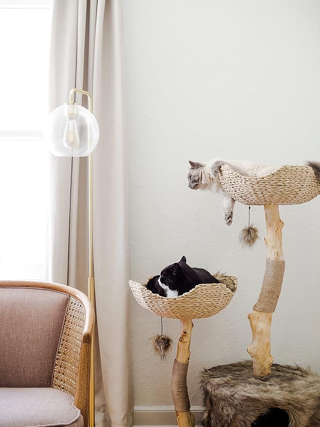 Modern Cat Tree Tower, Real Branch luxury Cat Condo, Wood Cat Tower, Cat Scratching Tree, Cat Condo, Cat Lover Gift, Luxury Cat, Cat Gifts by Mau Lifestyle
