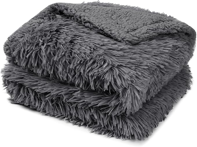 PetAmi Waterproof Dog Blanket for Small Medium Dogs, Calming Fleece Cat Blanket, Couch Protector Washable Sherpa Faux Fur Pet Throw for Puppy, Soft Reversible 29x40 Gray