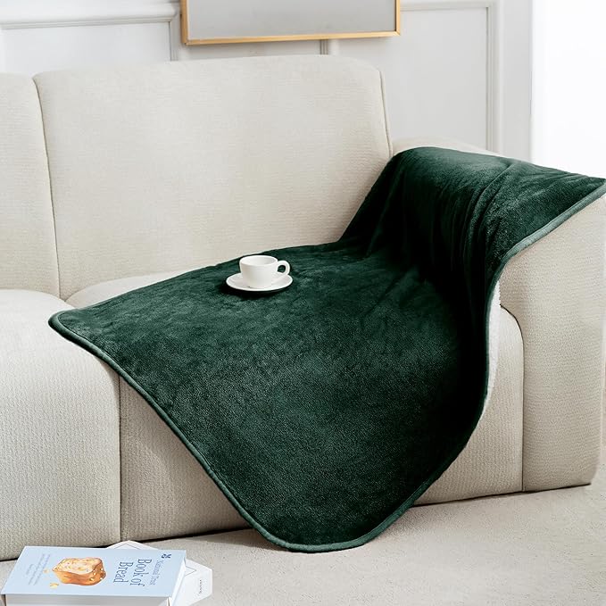 gogobunny Waterproof Bed Blanket, Reversible Sherpa Fleece Throw Blanket for Dog Puppy Cat, Furniture Cover Protects Bed Couch Sofa from Liquid Pee and Pet Fur (Forest Green, 30x40 inches)