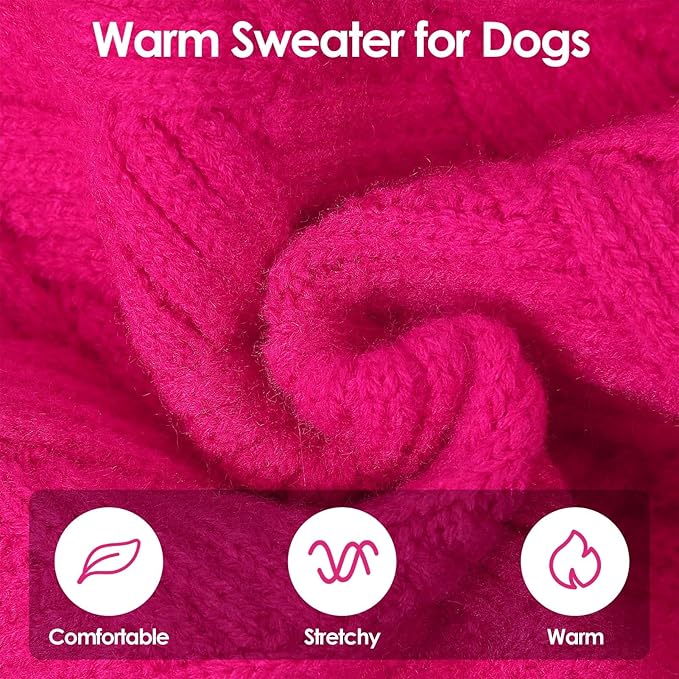 SUNFURA Dog Sweater Large Size Dog, XXL Pet Sweaters for Extra Large Dogs, Doggy Warm Turtleneck Christmas Sweatshirt Cold Weather Knit Pullover for Golden Retriever, Hot Pink XXL