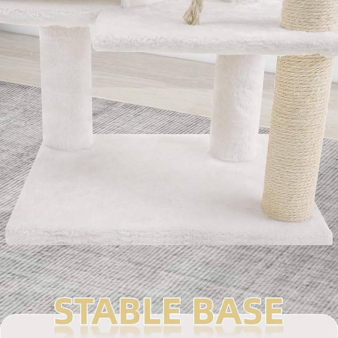 TWDEPART 42.5'' Cat Tree for Indor Cats, Multifunctional Cat Tower with Cozy Condo, Perches, Scratching Posts and Hammock, Beige