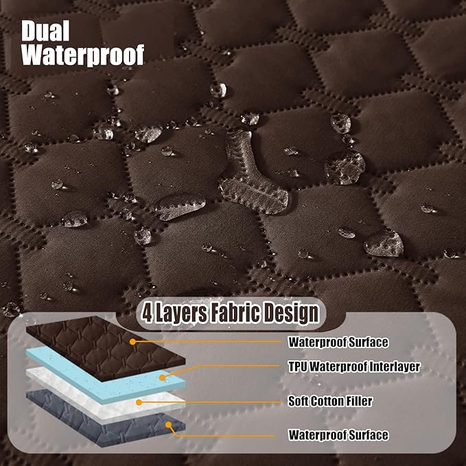 Smiry Waterproof Dog Bed Cover Blanket, Soft Reversible Pet Blanket, Washable Leakproof Cats Dogs Couch Cover for Sofa, Couch, Furniture (82x120 Inch, Chocolate/Dark Grey)