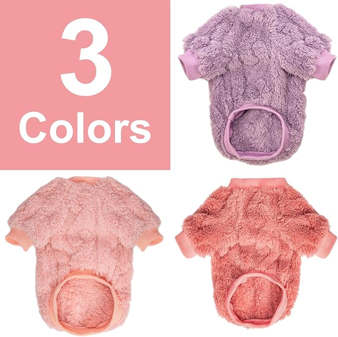 Dog Sweater, 3 Pack Dog Sweaters for Small Dogs or Cats, Girl or Boy, Warm Dog Clothes Shirt Coat for Winter Christmas (Pink, Purple, Rose Red, X-Small)
