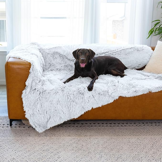 Best Friends by Sheri Calming Shag Cat and Dog Blanket with Non-Skid, Water Resistant Base, Machine Washable, Frost Gray, 60" x 80"