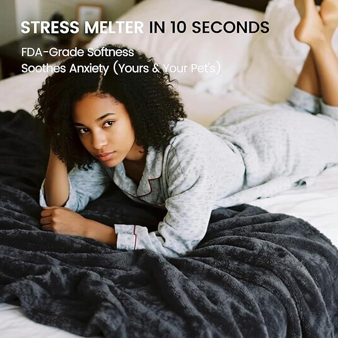 gogobunny Waterproof Bed Blanket, Reversible Sherpa Fleece Throw Blanket for Dog Puppy Cat, Furniture Cover Protects Bed Couch Sofa from Liquid Pee and Pet Fur (Dark Grey, 50x60 inches)