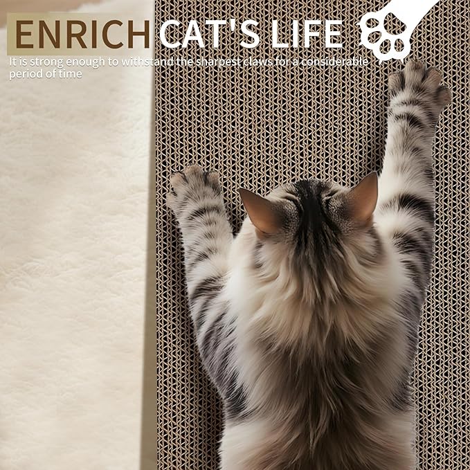 Cardboard Cat Scratcher Box Set of 2, 17 Inch Corrugated Cat Scratch Pad with 4 Double-Sided Curved Wave Shaped Pad for Indoor Cats Kitty Play Rest Grind Claws