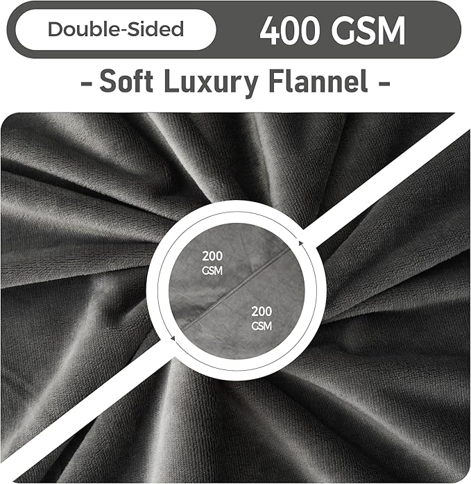 Water Proof Blanket 50x60 Inches - Reversible Flannel Blanket for Bed, Sofa,Couch- Spillproof, Leakproof Soft Double-Sided Dark Grey Throw Blanket for Adults, Pets, Couples