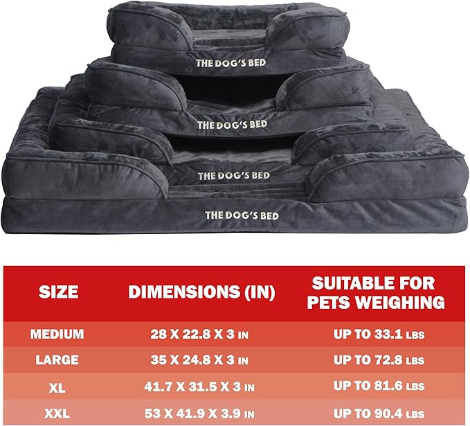 The Dog’s Bed, Orthopedic Standard Foam Waterproof Dog Bed with Standard Support, Medium Grey Plush, Waterproof, Supportive Dog Bed with Replaceable Covers