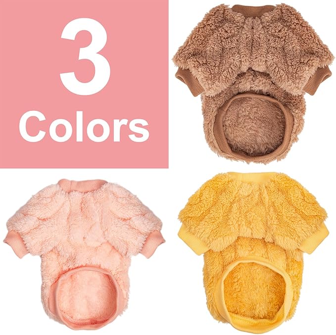 Dog Sweater, 3 Pack Dog Sweaters for Small Dogs or Cats, Girl or Boy, Warm Dog Clothes Shirt Coat for Winter Christmas (Coffee, Peach, Yellow, X-Small)