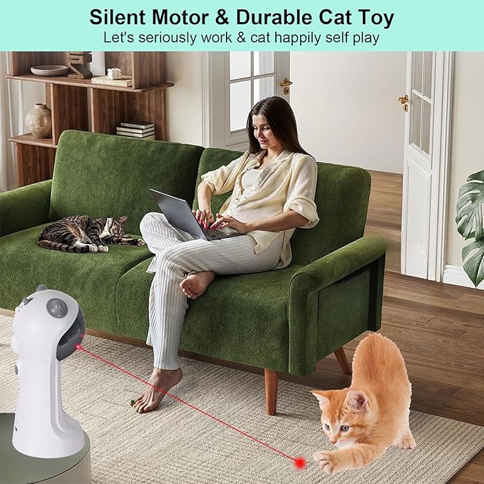 TBTeek Cat Toy Automatic Motion-Activated, USB Rechargeable, 5 Fun Patterns, Random Rotating Trajectory, 4 Speed Modes, Adjustable Light Angles for Indoor Cat Kitten Dog