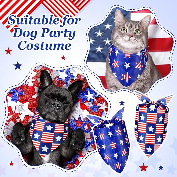Preboun 50 Pcs Patriotic Dog Bandanas Bulk Labor Day Bandanas for Dogs Triangle Kerchief Scarf Set for Puppy Small Medium Large Workers' Veterans Day Costume Accessories (25.6 x 17.7 x 17.7 Inch)