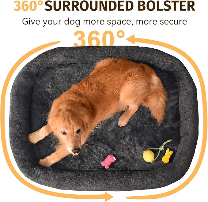 Orthopedic Washable Large Dog Bed: Waterproof Pet Bed with Bolsters - Removable Washable Cover for L XL XXL Large Sized Dog Bed - Non-Slip Bottom