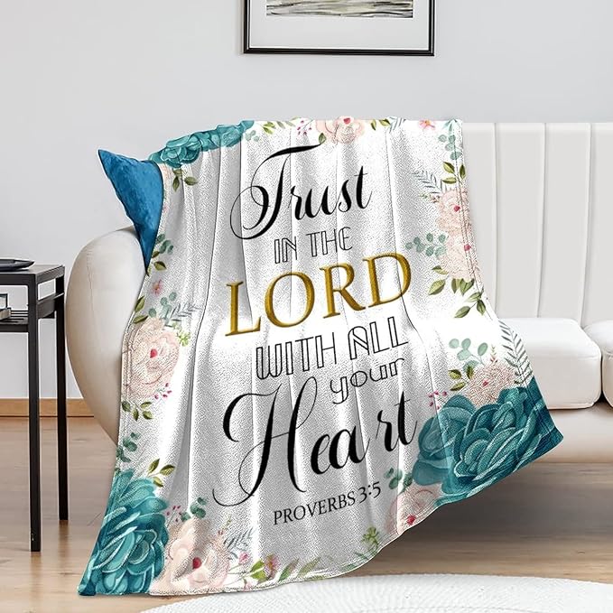 Christian Gifts for Women Inspirational Religious Blanket Bible Verse Scripture Prayer Throw Blanket Soft Flannel Healing Blanket 80"X60"