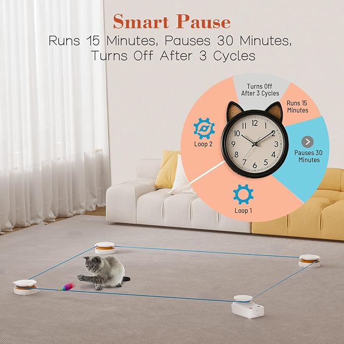 Interactive Cat Toy for Indoor Cats – Automatic Moving & Enrichment Toy for Indoor Cats/Kitten, Auto/Manual Control Cat Treadmill for Exercise & Mental Stimulation, Stimulating Chase Toys(H1K3)