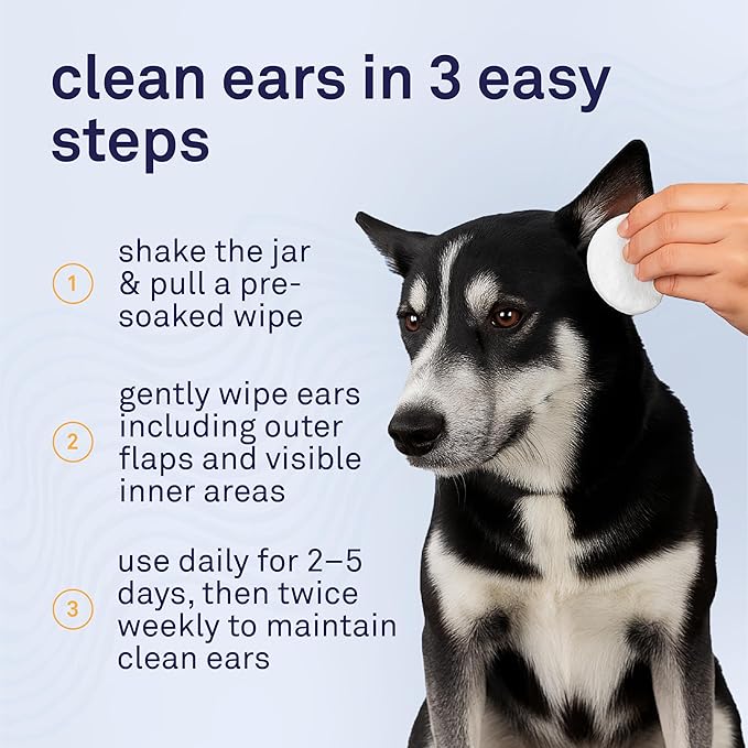 Petpost | Dog Ear Cleaner Wipes - Ultra Soft Cotton Pads in Coconut Oil Aloe Solution - Dog Ear Rinse & Cleanser 100 ct.
