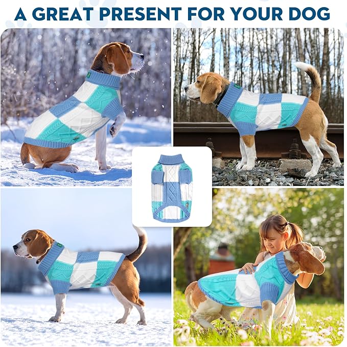 Pet Sweaters,Turtleneck Pullover Dog Sweater,Pet Sweaters for Dogs,Pet Clothes,Pet Clothing,Suitable for All Types of Dogs and Most Seasons (Blue Group,S)