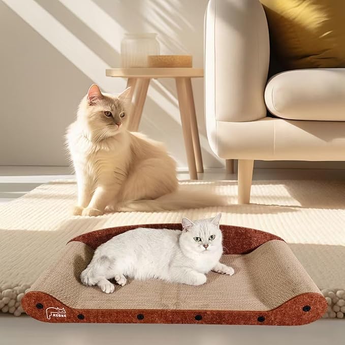 Cat Scratcher Bed 30 Inch Cat Couch Scratcher &17.5 Inch Cat Scratch Box with Refillable Scratch Pad Cat Scratchers for Indoor Cats Durable Extra Large Cats Lounge Furniture Protector