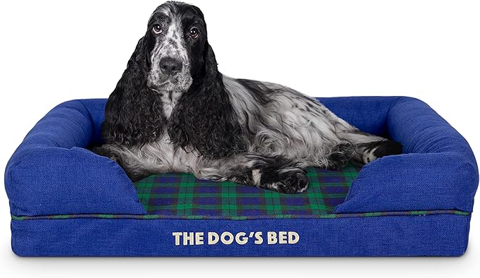 The Dog’s Bed, Med Black Watch Tartan, Memory Foam, Pain Relief: Arthritis, Hip & Elbow Dysplasia, Post Surgery, Lameness, Supportive, Calming, Waterproof Washable Cover