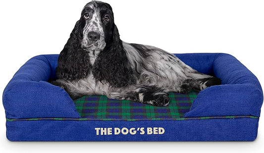 The Dog’s Bed, Med Black Watch Tartan, Memory Foam, Pain Relief: Arthritis, Hip & Elbow Dysplasia, Post Surgery, Lameness, Supportive, Calming, Waterproof Washable Cover