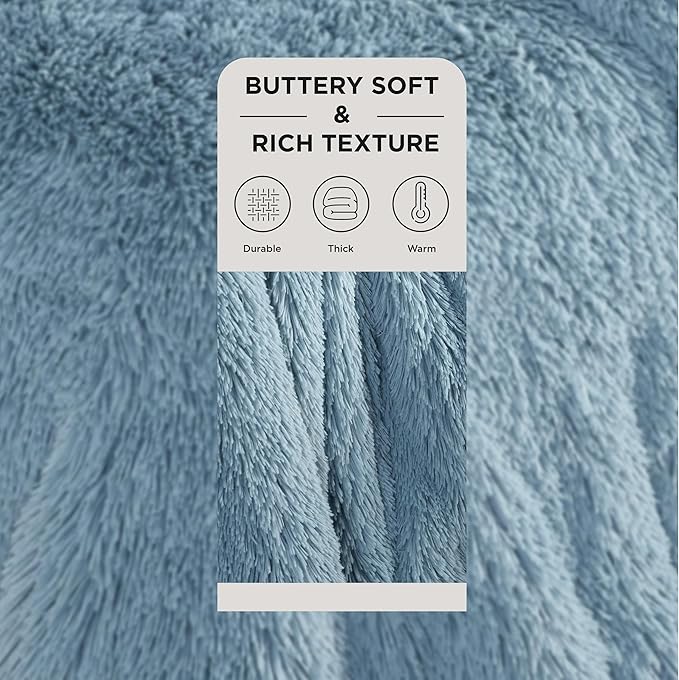 Bedsure GentleSoft Fluffy Light Sky Blue Throw Blanket, Dusty Baby Blue Decor Gifts for Women Men, Soft Cozy Fuzzy Plush Warm Minky Thick Sherpa Fleece Faux Fur Throw Blanket for Couch Bed, 50x60