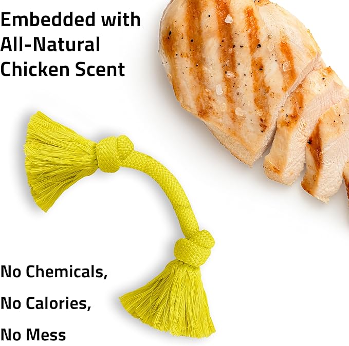 Playology Dog Toys | Dri-Tech Rope Toy Tug of War Rope for Aggressive Chewers | Medium Chicken Scented Toy - Easy to Clean and Made from Non Toxic Materials